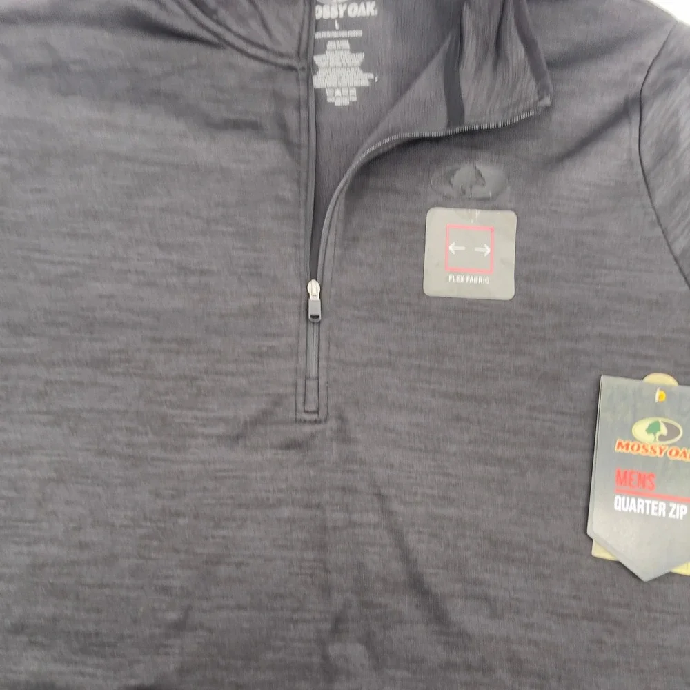 NEW Mossy Oak Quarter Zip Pullover Men's Gray Flex‎ Fabric Large